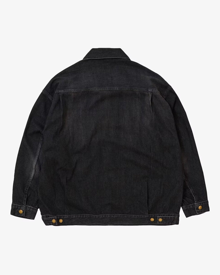 Sillage  trucker jacket black denim damaged