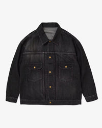 Sillage  trucker jacket black denim damaged