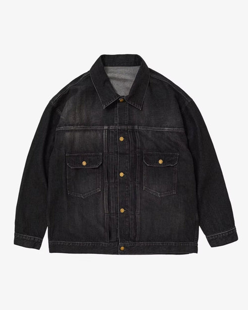 Sillage  trucker jacket black denim damaged