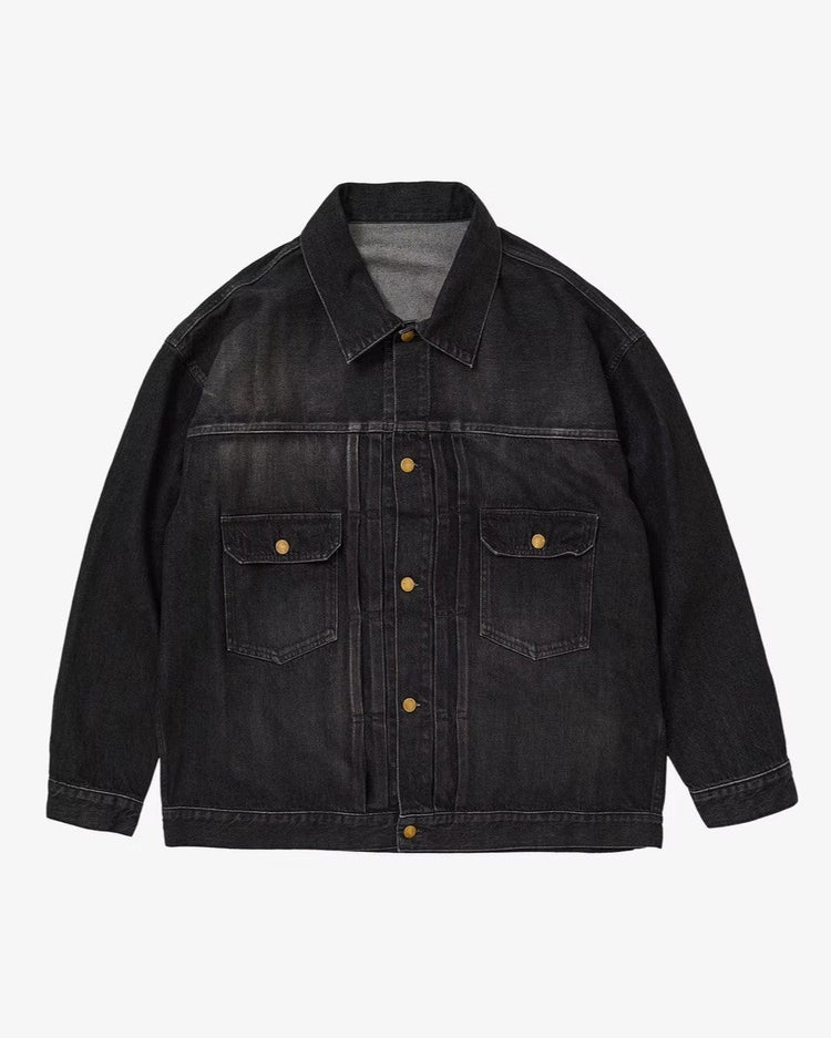Sillage  trucker jacket black denim damaged