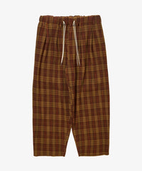 Sillage circular pleats pants deadstock watahiko tex brown check