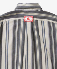 Sillage  banshu ori wide shirt navy stripe