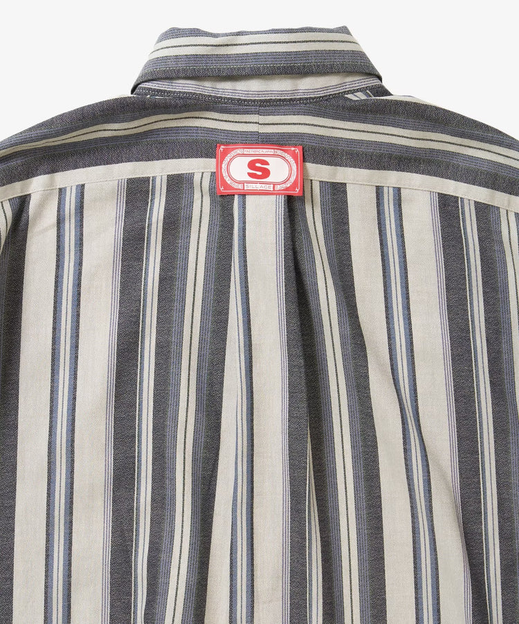 Sillage  banshu ori wide shirt navy stripe