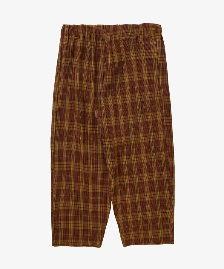 Sillage circular pleats pants deadstock watahiko tex brown check