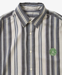 Sillage  banshu ori wide shirt navy stripe
