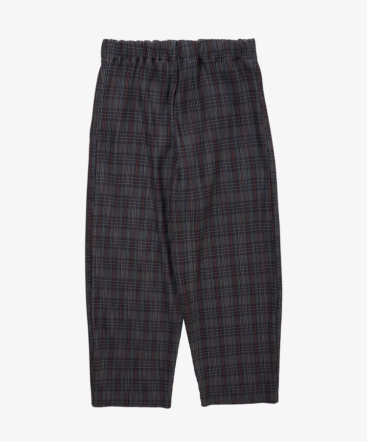 Sillage  circular pleats pants deadstock watahiko tex navy grey plaid
