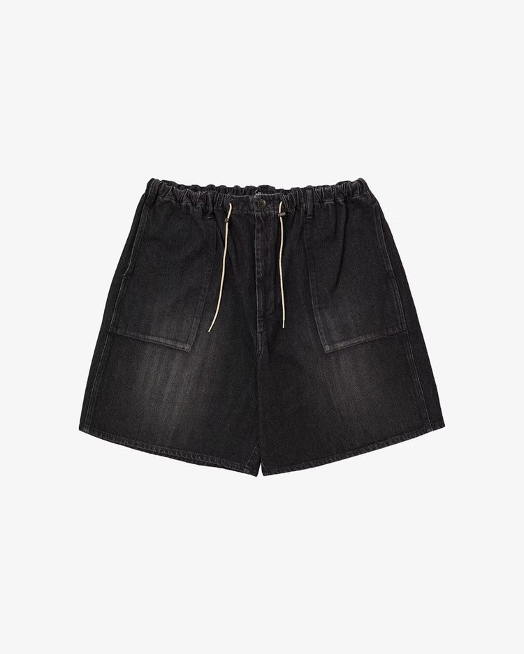 Sillage   circular fatigue shorts black denim damaged