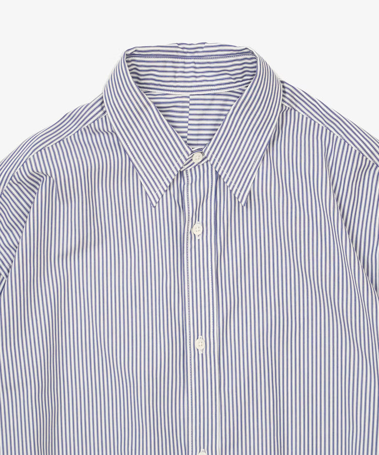 Sillage / wide shirt high count navy stripe
