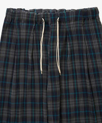 Sillage circular pleats pants deadstock watahiko tex navy plaid