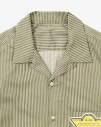 Sillage  re-engineered overshirt long sleeve deadstock green stripe