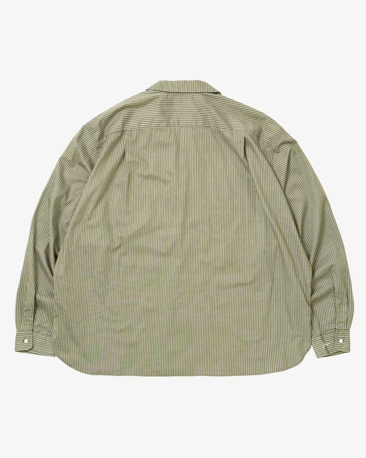 Sillage  re-engineered overshirt long sleeve deadstock green stripe