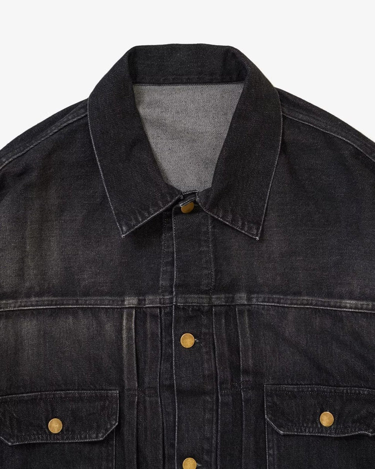 Sillage trucker jacket black denim damaged 