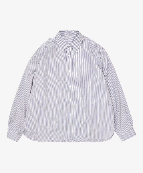 Sillage / wide shirt high count navy stripe