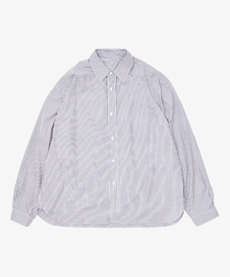 Sillage / wide shirt high count navy stripe