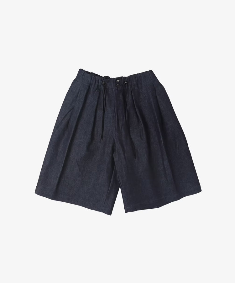 Sillage / circular short pants black denim one wash 