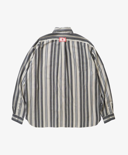 Sillage  banshu ori wide shirt navy stripe