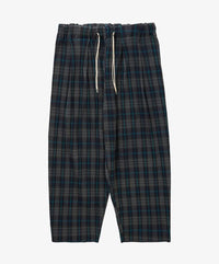 Sillage circular pleats pants deadstock watahiko tex navy plaid