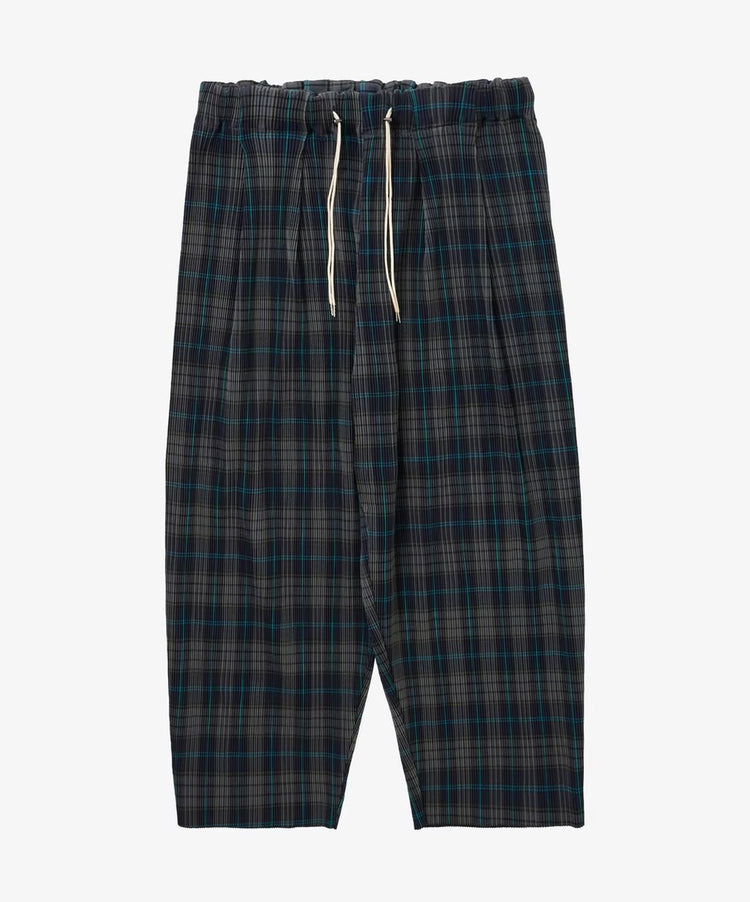 Sillage circular pleats pants deadstock watahiko tex navy plaid