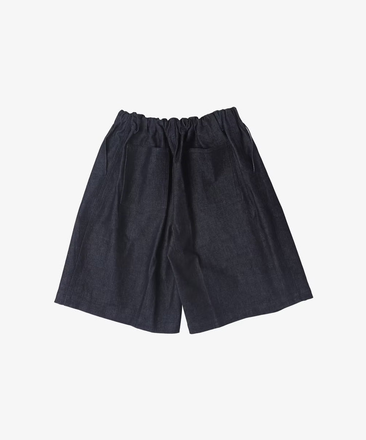 Sillage / circular short pants black denim one wash 