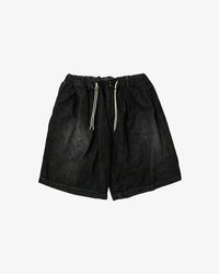 Sillage / circular short pants black denim damaged