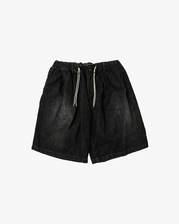 Sillage / circular short pants black denim damaged