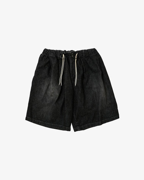 Sillage  circular short pants black denim damaged