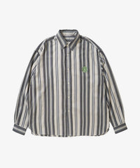Sillage  banshu ori wide shirt navy stripe