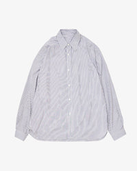 Sillage / wide shirt high count navy stripe