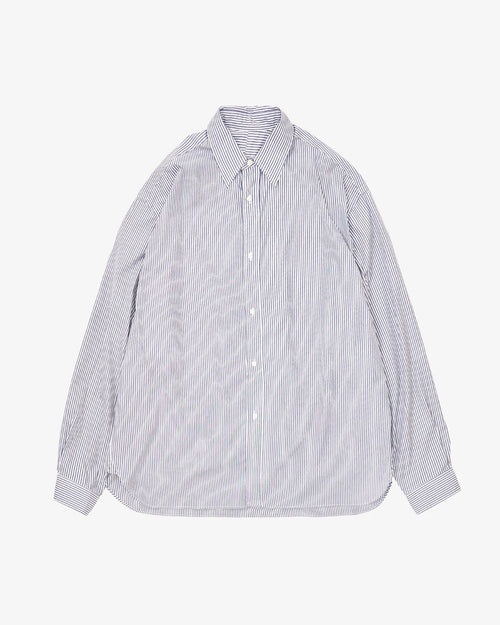Sillage / wide shirt high count navy stripe