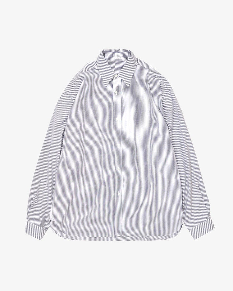 Sillage / wide shirt high count navy stripe