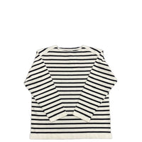 Yonetomi  / WAVE COTTON BASQUE KNIT P/O 〈BOAT NECK〉 90 WHITE×NAVY