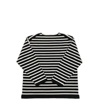 Yonetomi  / WAVE COTTON BASQUE KNIT P/O 〈BOAT NECK〉94 BLACK×WHITE