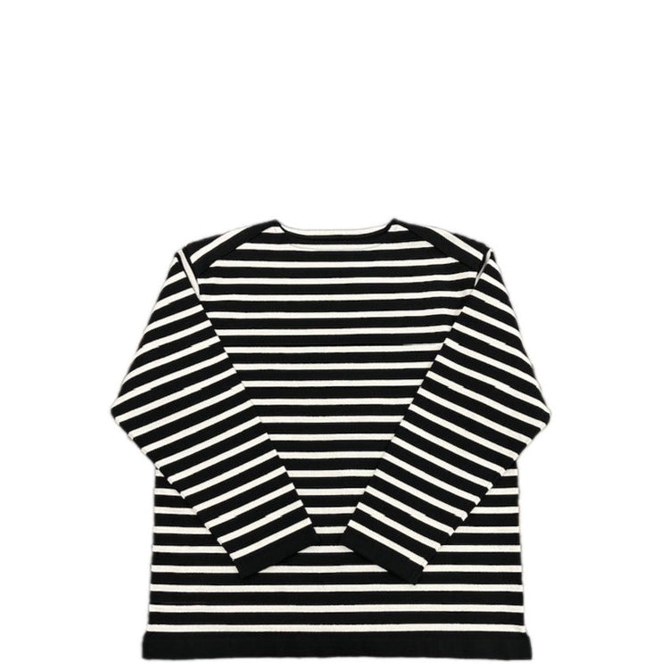 Yonetomi  / WAVE COTTON BASQUE KNIT P/O 〈BOAT NECK〉94 BLACK×WHITE