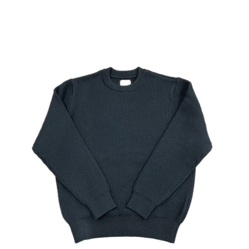 Yonetomi  / MERCERIZED COTTON RIB KNIT P/O BLACK NAVY