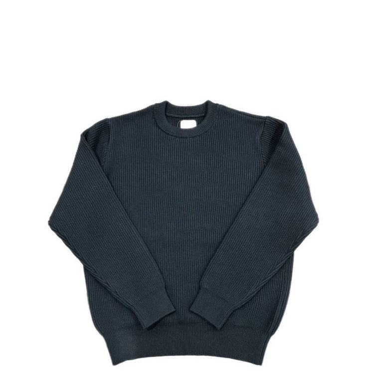 Yonetomi  / MERCERIZED COTTON RIB KNIT P/O BLACK NAVY