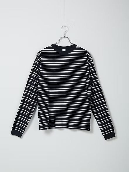 mocT PAINAPPLE JERSEY BOADER REGULAR L/S RINGER TEE NATURALxBLACK