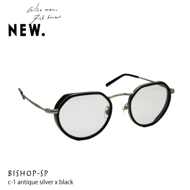 NEW. BISHOP-SP C-1 antique silver*black sunglasses