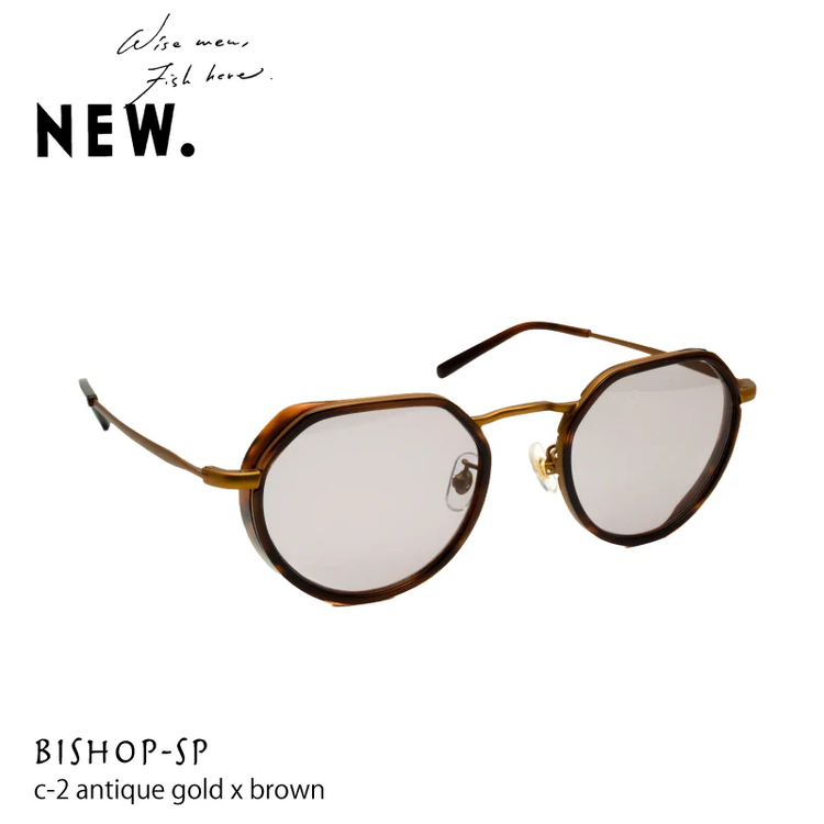 NEW. BISHOP-SP C-2 antique gold*brown sunglasses