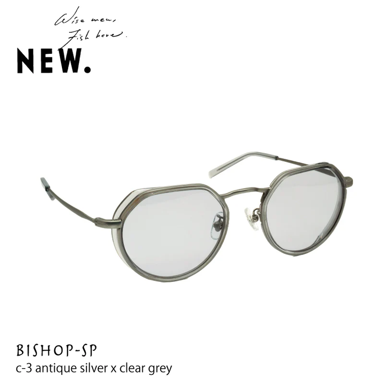 NEW.  BISHOP-SP C-3 antique silver*clear grey サングラス
