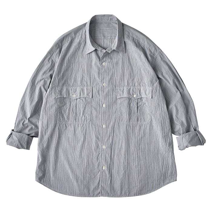 PORTER CLASSIC / ROLL UP STRIPE SHIRT BLACK