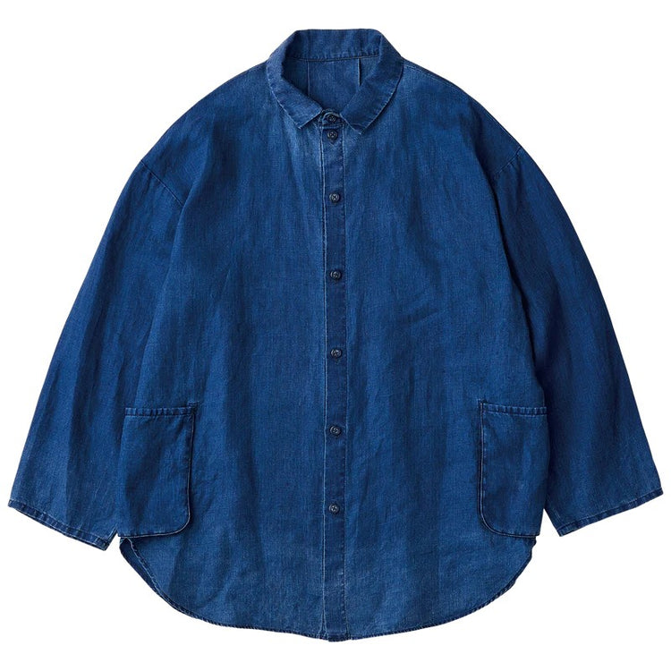 PORTER CLASSIC  INDIGO LINEN SHIRT JACKET