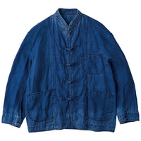 PORTER CLASSIC  INDIGO LINEN CHINESE JACKET