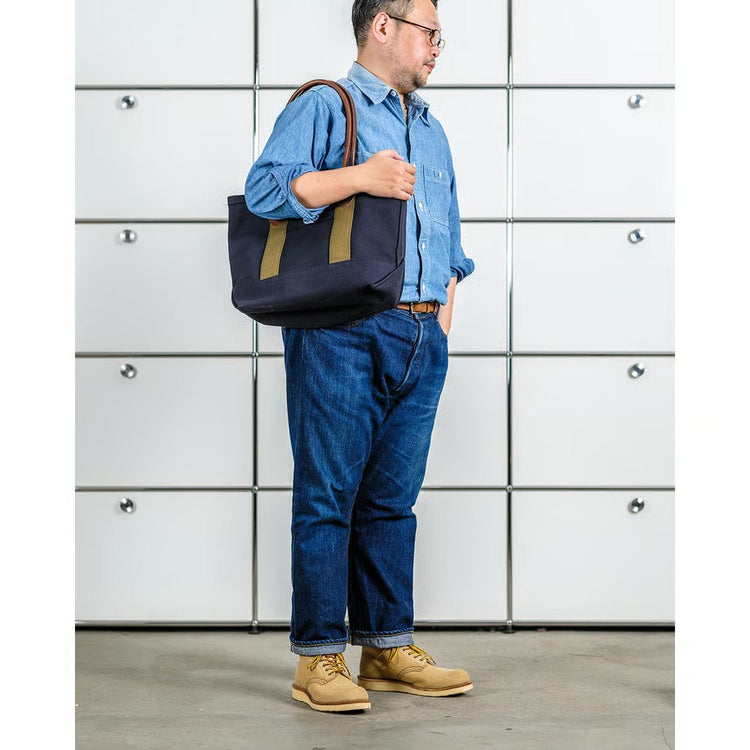 WORKERS  Leather Handle Tote_Navy_Medium/Long Handle