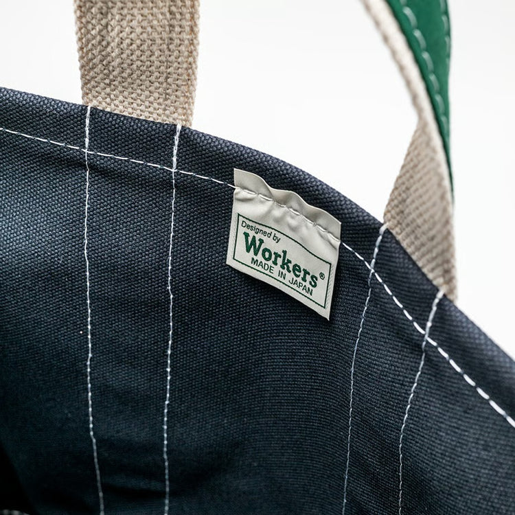 WORKERS  Deluxe Tote Bag/ Dark Navy Body x Green Handle