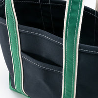 WORKERS  Deluxe Pocket Tote Bag/ Dark Navy x Green Handle/Long