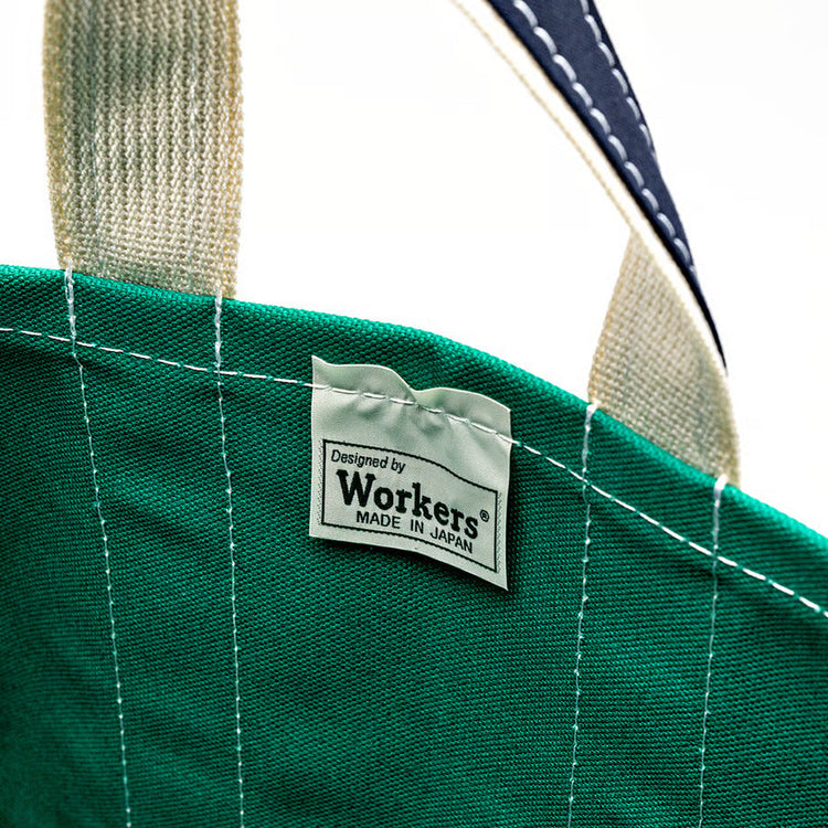 WORKERS  Deluxe Tote Bag/ Green Body x Navy Handle
