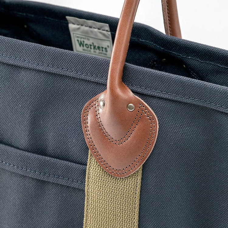 WORKERS  Leather Handle Tote_Navy_Medium/Long Handle