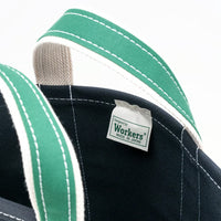 WORKERS  Deluxe Pocket Tote Bag/ Dark Navy x Green Handle/Short