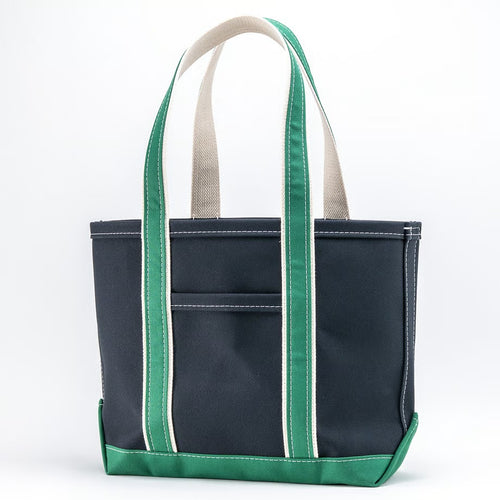 WORKERS  Deluxe Pocket Tote Bag/ Dark Navy x Green Handle/Long