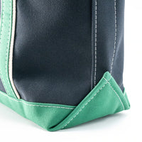 WORKERS  Deluxe Pocket Tote Bag/ Dark Navy x Green Handle/Long
